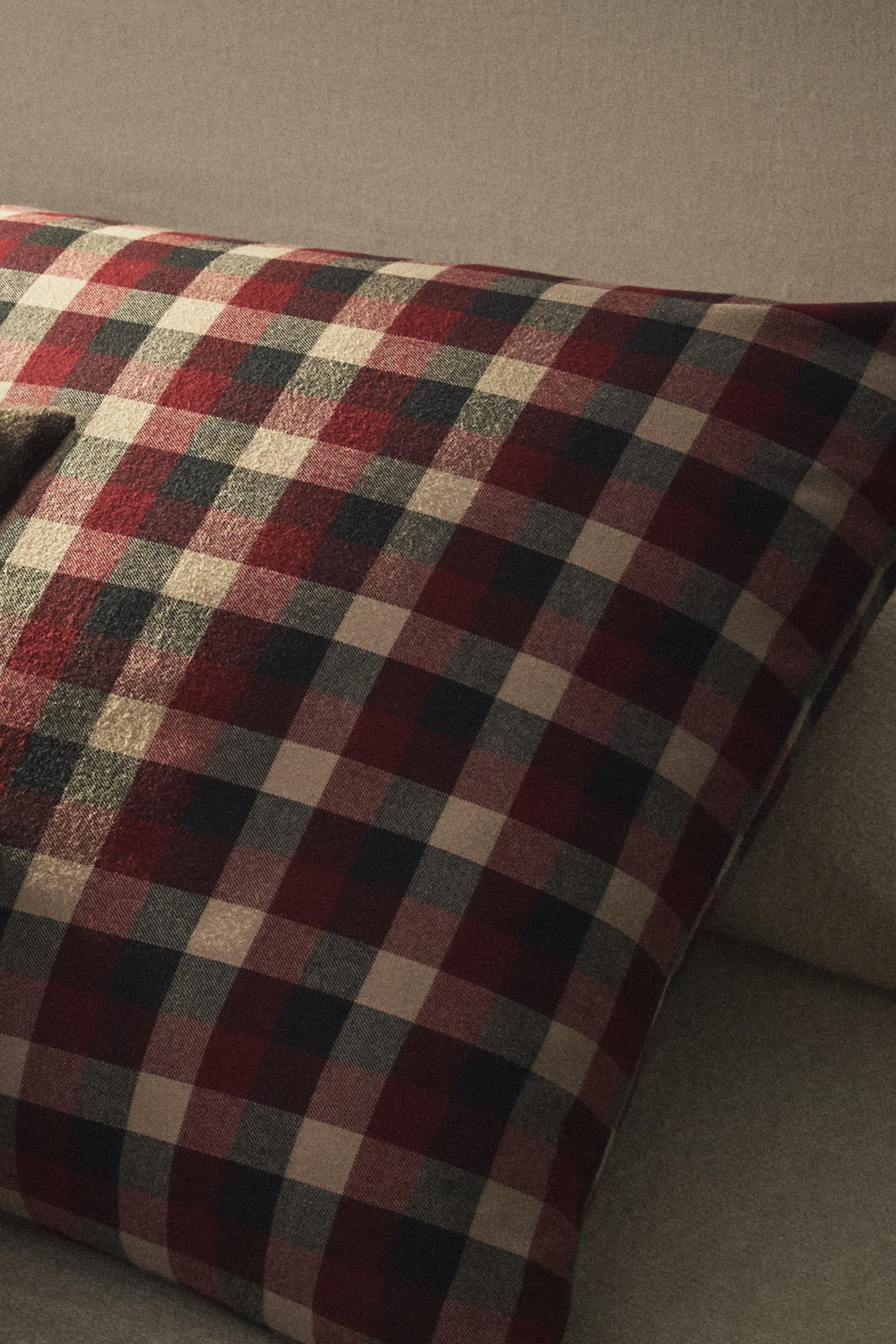 CHRISTMAS TARTAN CHECK COTTON FLANNEL PILLOWCASE